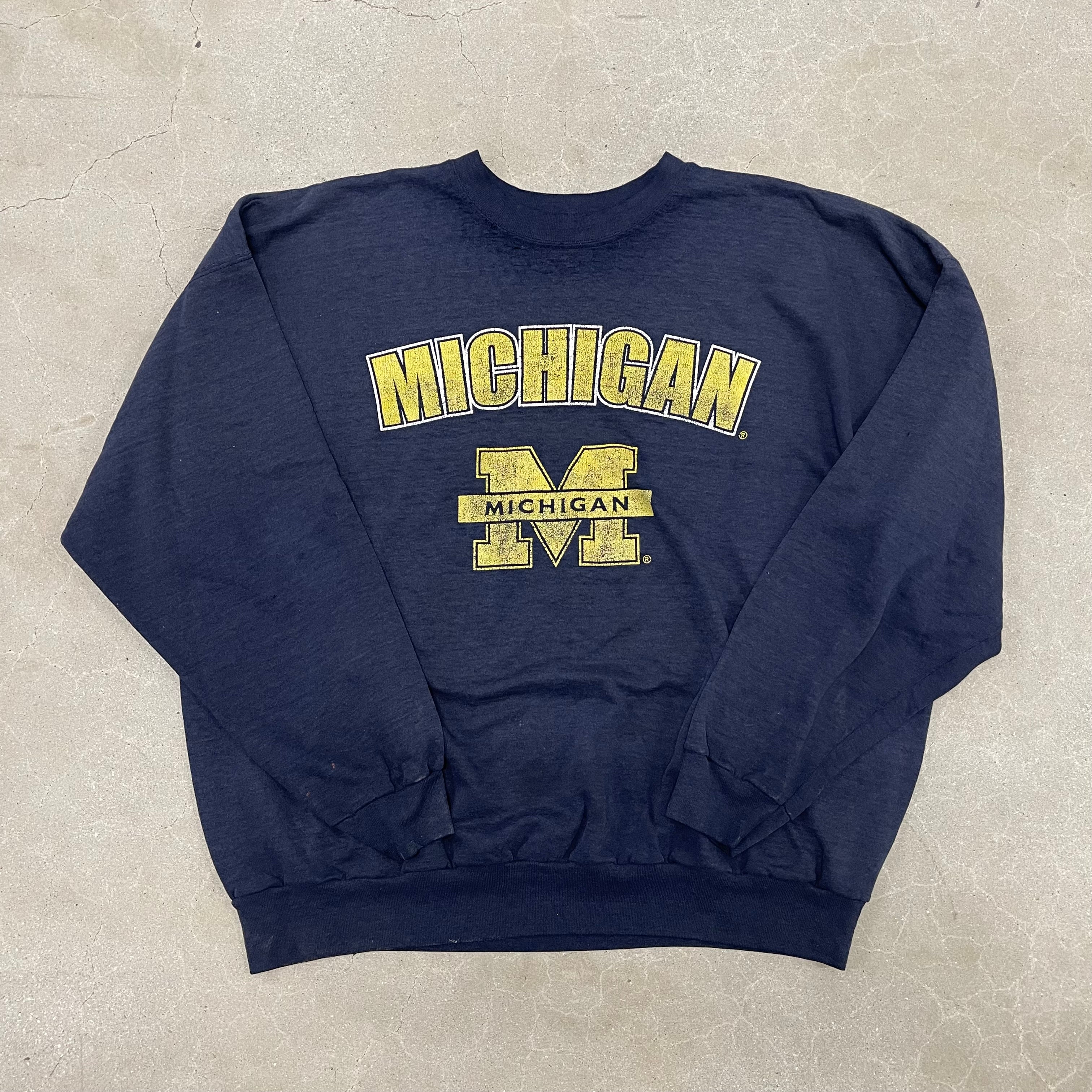 Hanes University of Michigan Wolverines Sweatshirt Adult Crewneck Navy NCAA