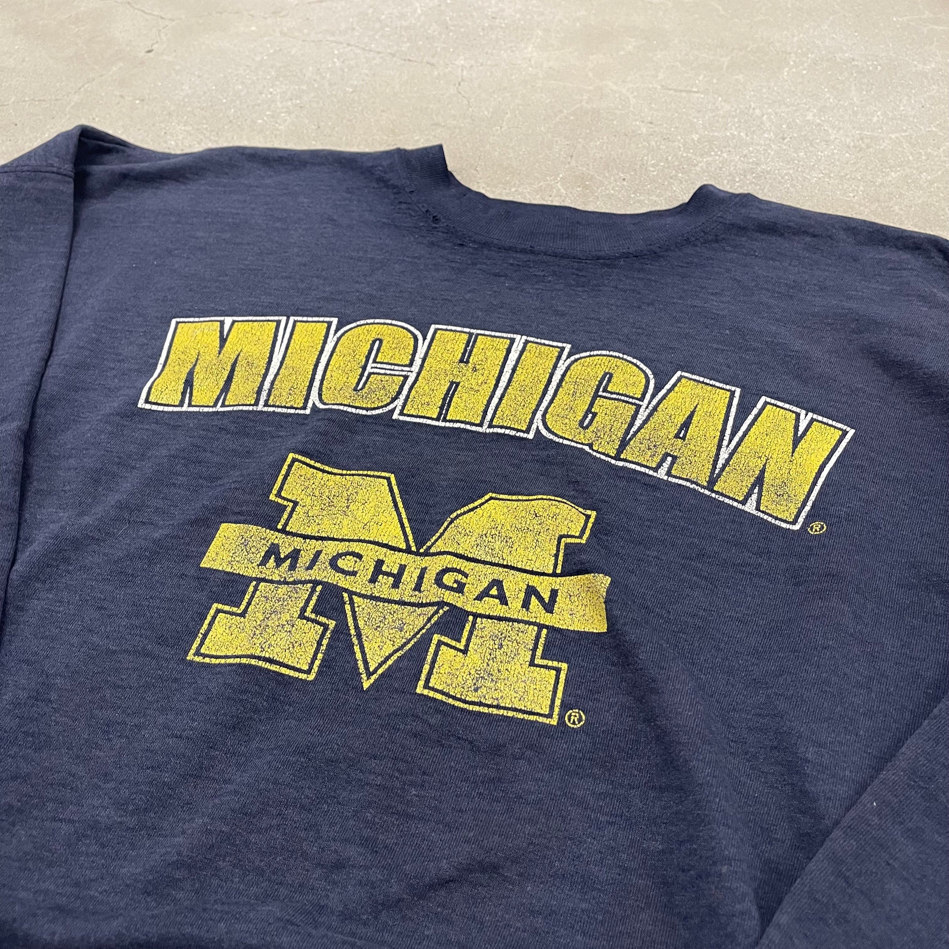 Hanes University of Michigan Wolverines Sweatshirt Adult Crewneck Navy NCAA