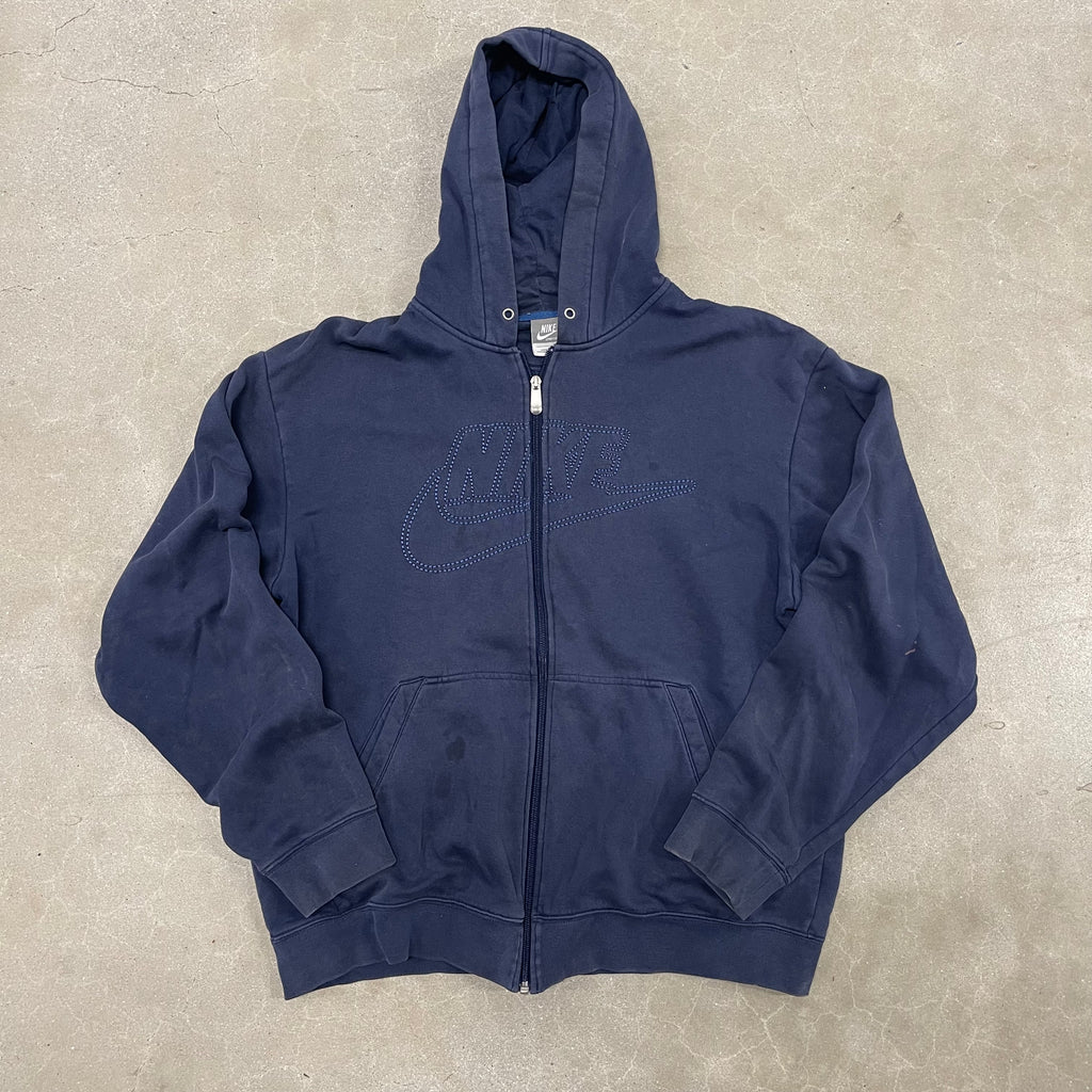 Nike Blue Embroidered Logo Jacket Streetwear Y2K Athletic Vintage