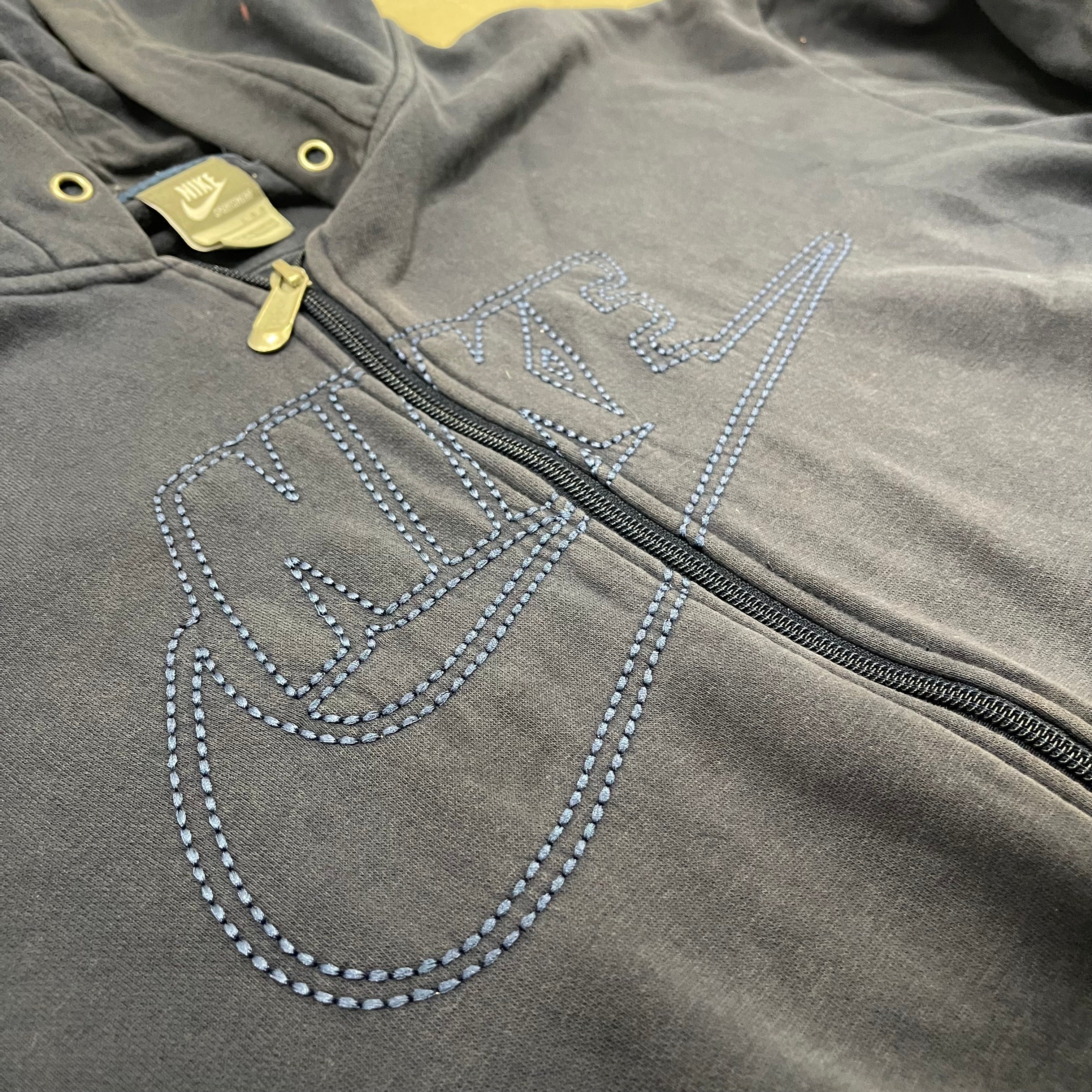 Nike Blue Embroidered Logo Jacket Streetwear Y2K Athletic Vintage