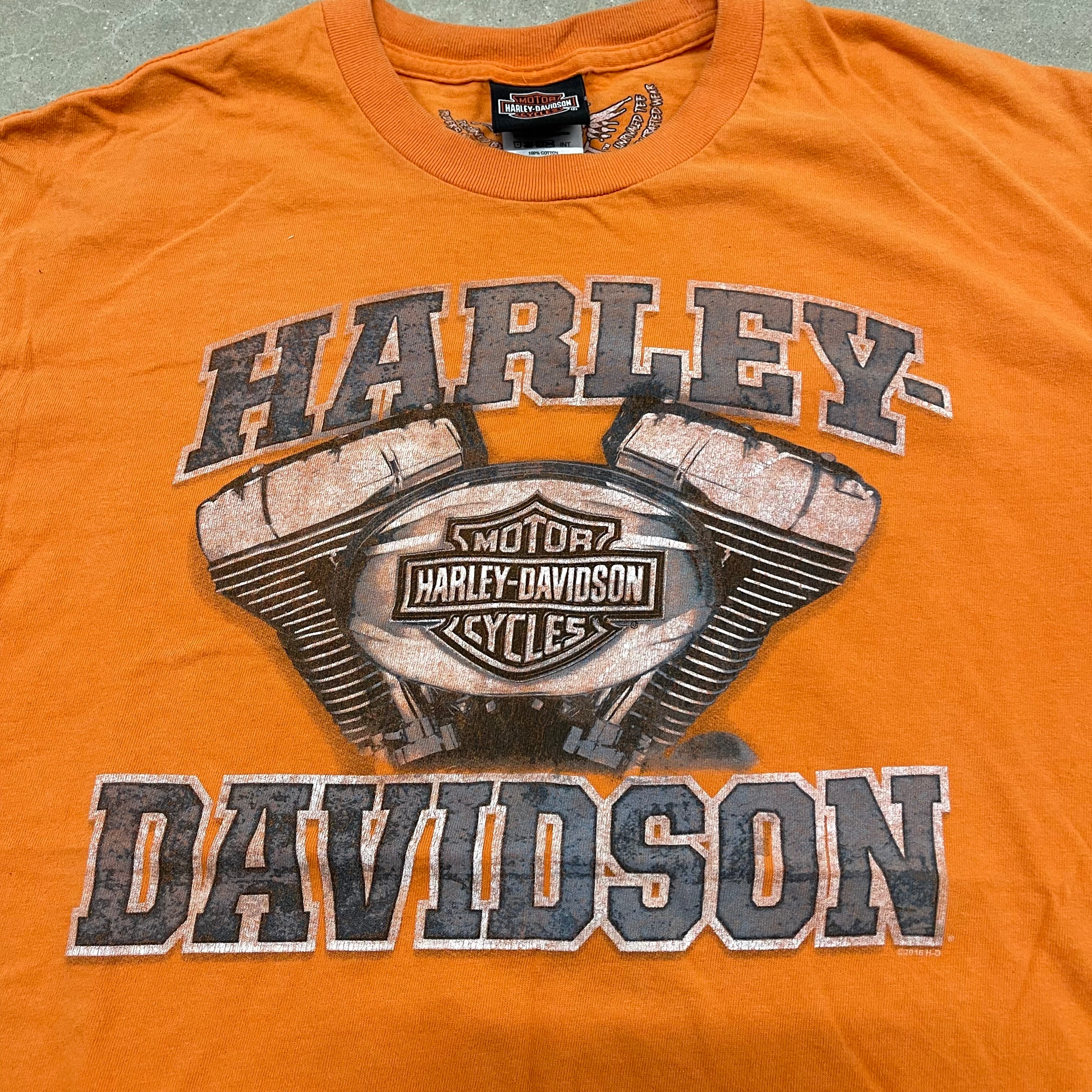 Harley-Davidson Savannah GA Orange T-Shirt Men’s Vintage Biker Graphic Southern