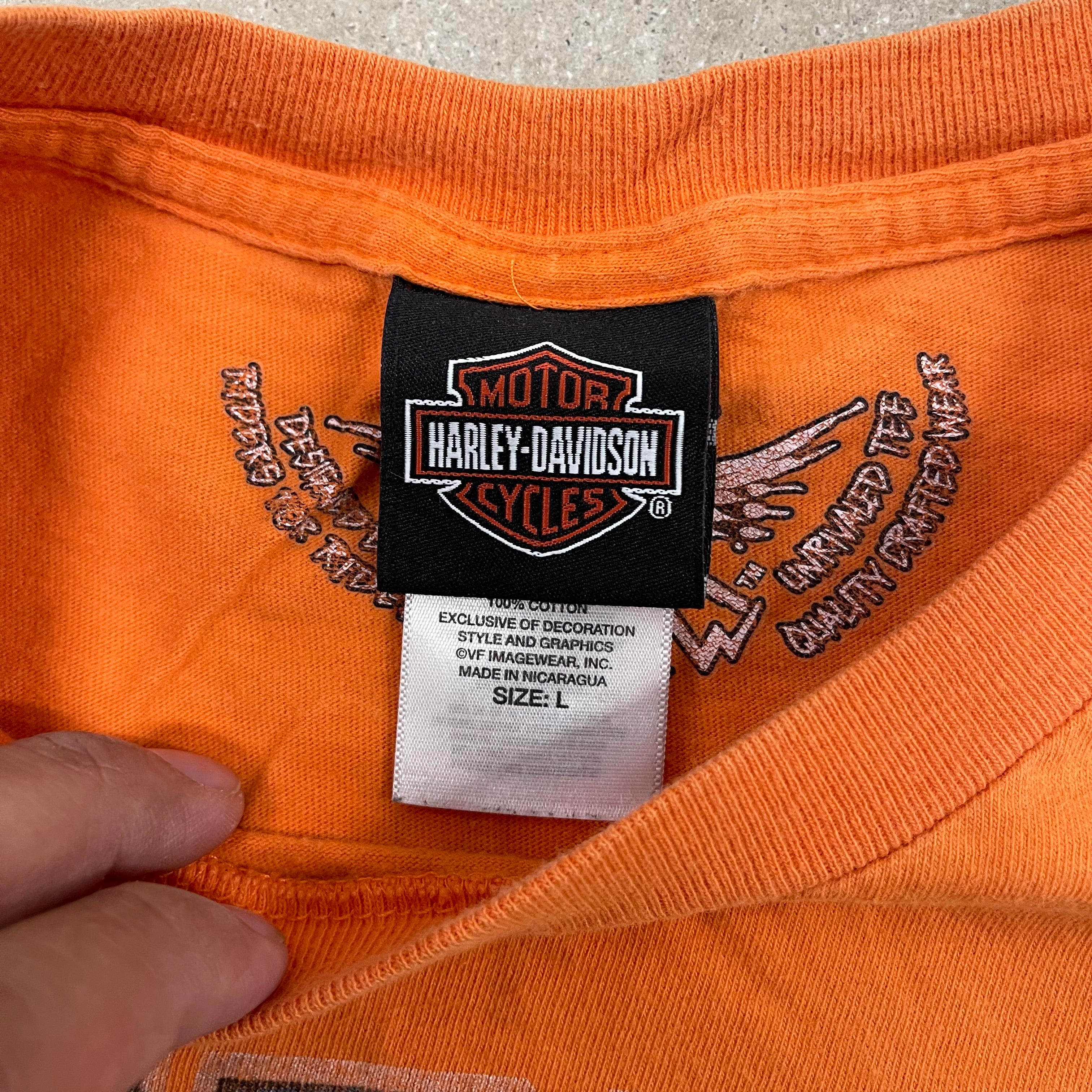 Harley-Davidson Savannah GA Orange T-Shirt Men’s Vintage Biker Graphic Southern