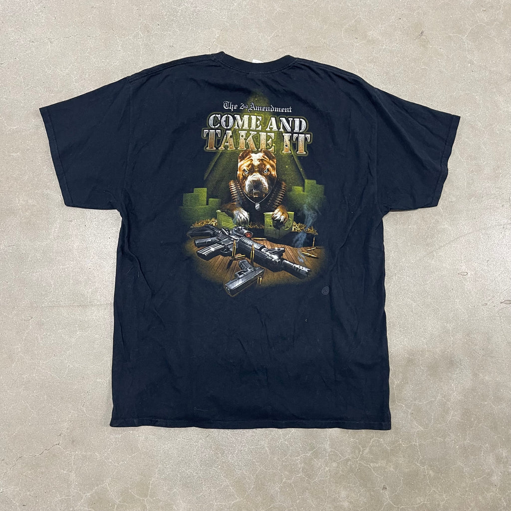 N2ND Amendment “Come And Take It” Pit Bull Shirt Men’s Black AR15 Patriotic Tee