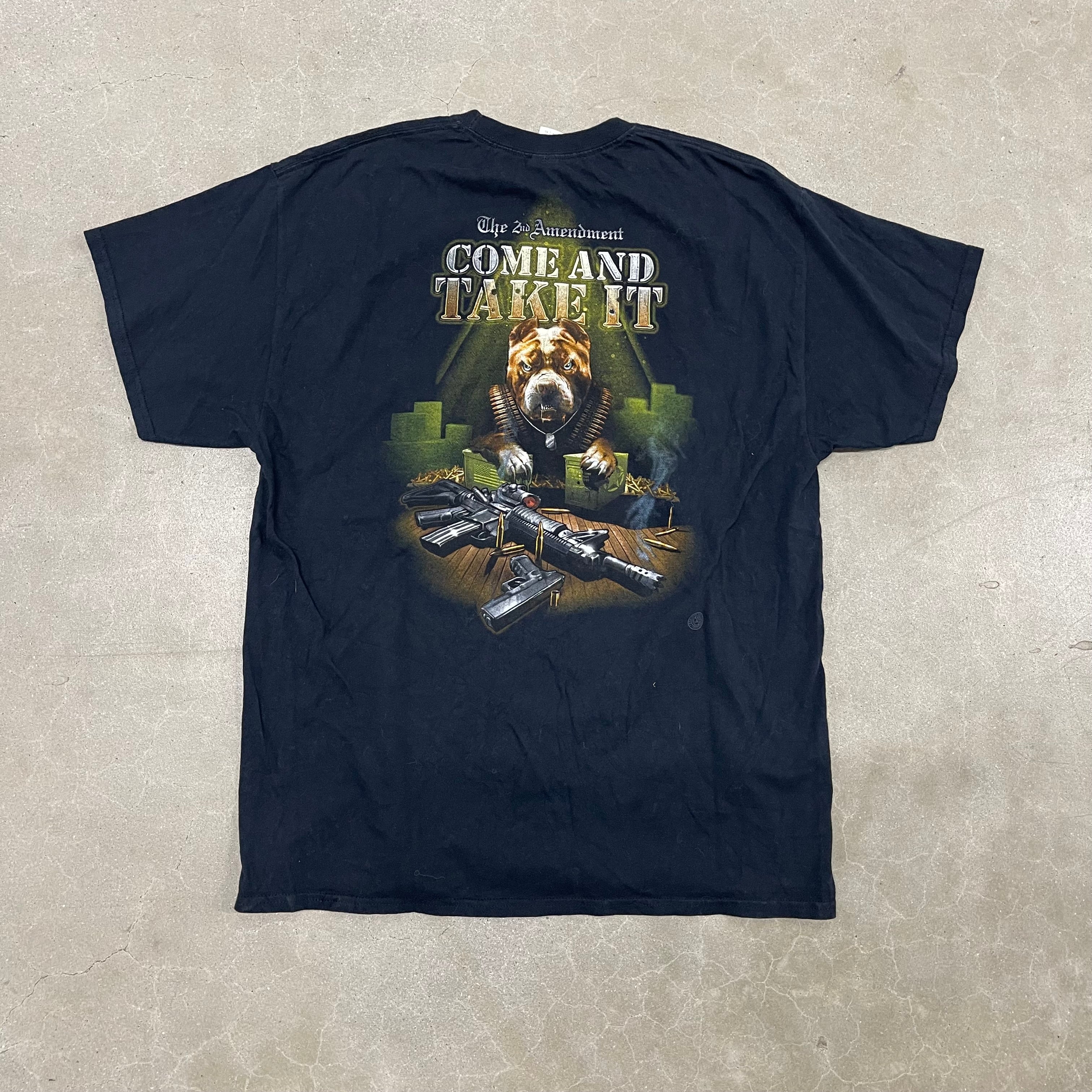 N2ND Amendment “Come And Take It” Pit Bull Shirt Men’s Black AR15 Patriotic Tee