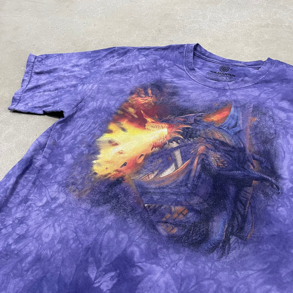 The Mountain San Antonio Zoo Purple Dragon Shirt Men’s Y2K Tie Dye Graphic VTG