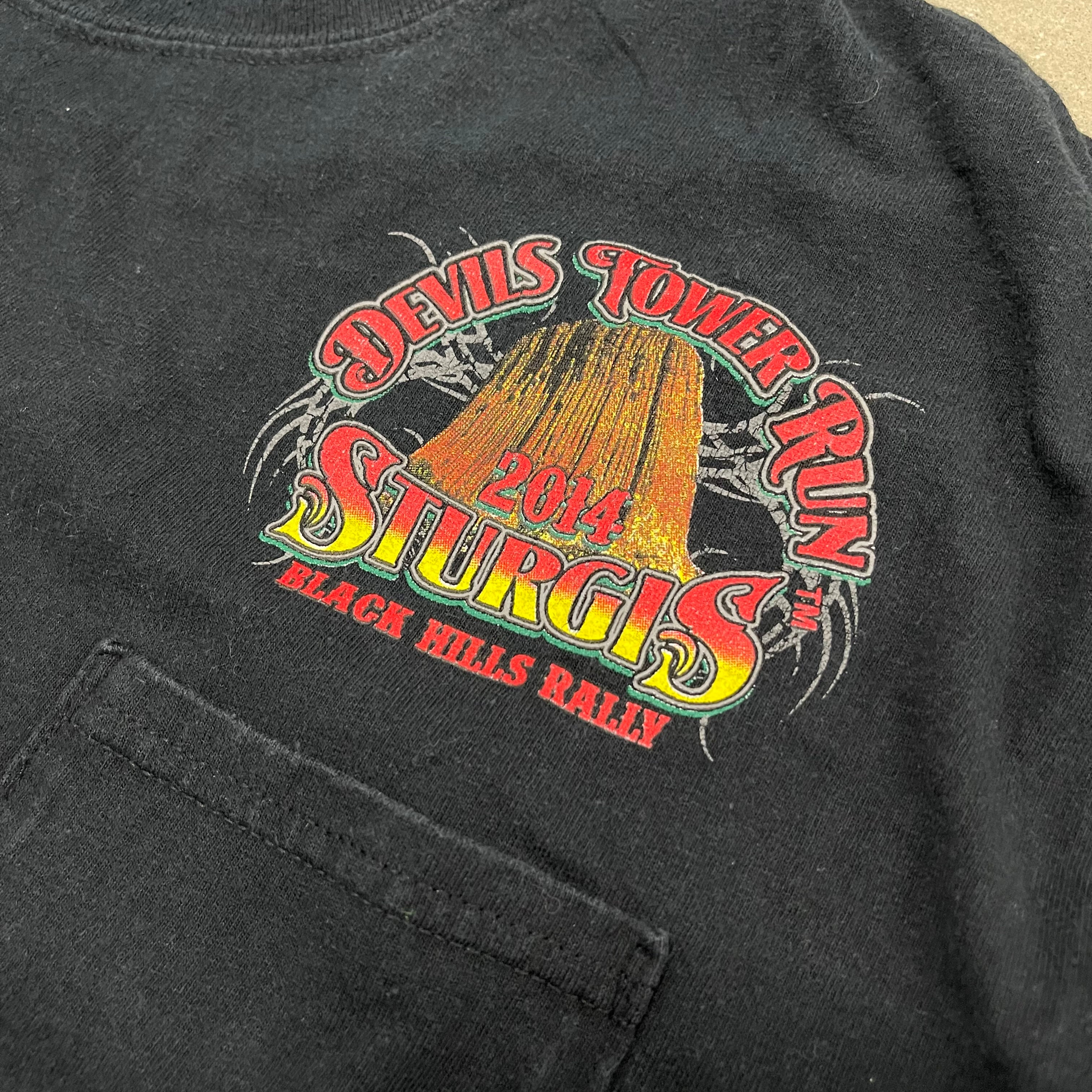 Sturgis 74th Black Hills Rally 2014 Devils Tower Run Black T-Shirt Wyoming Motorcycle Event