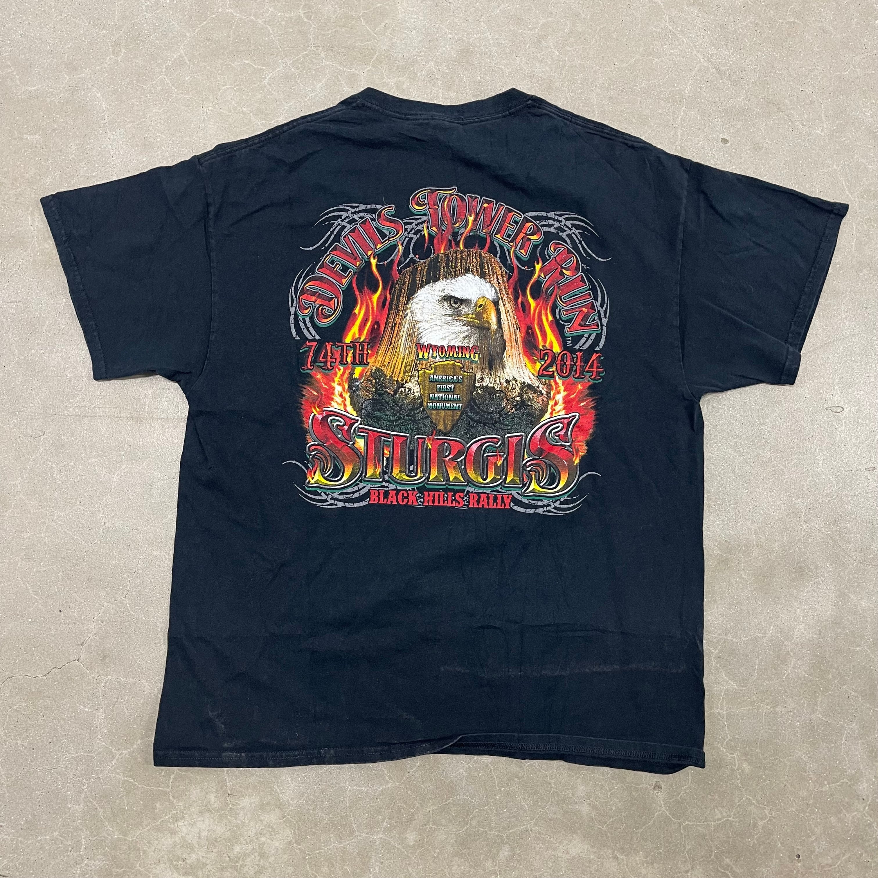 Sturgis 74th Black Hills Rally 2014 Devils Tower Run Black T-Shirt Wyoming Motorcycle Event