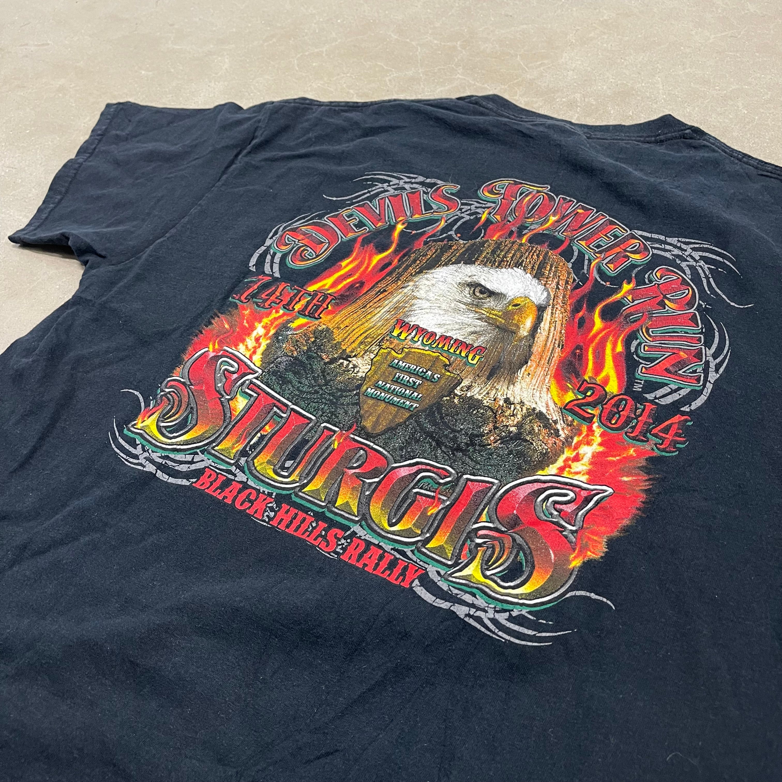 Sturgis 74th Black Hills Rally 2014 Devils Tower Run Black T-Shirt Wyoming Motorcycle Event